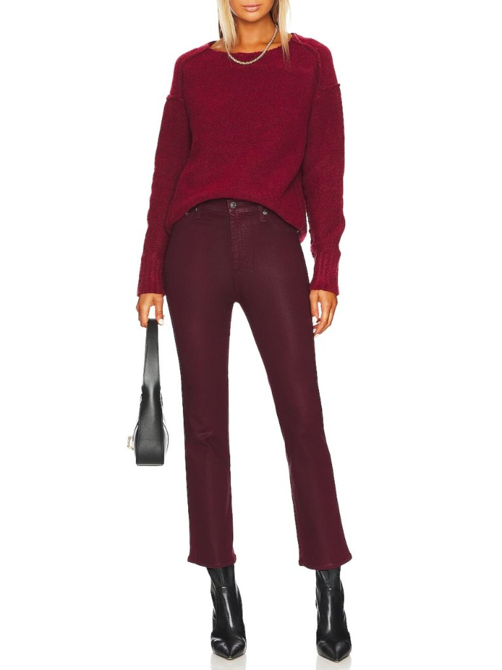 Pistola Burgundy Coated Cropped Ankle Pants Size 32 NWT Wine 5-Pocket